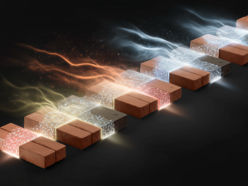 Abstract image of bricks being energized